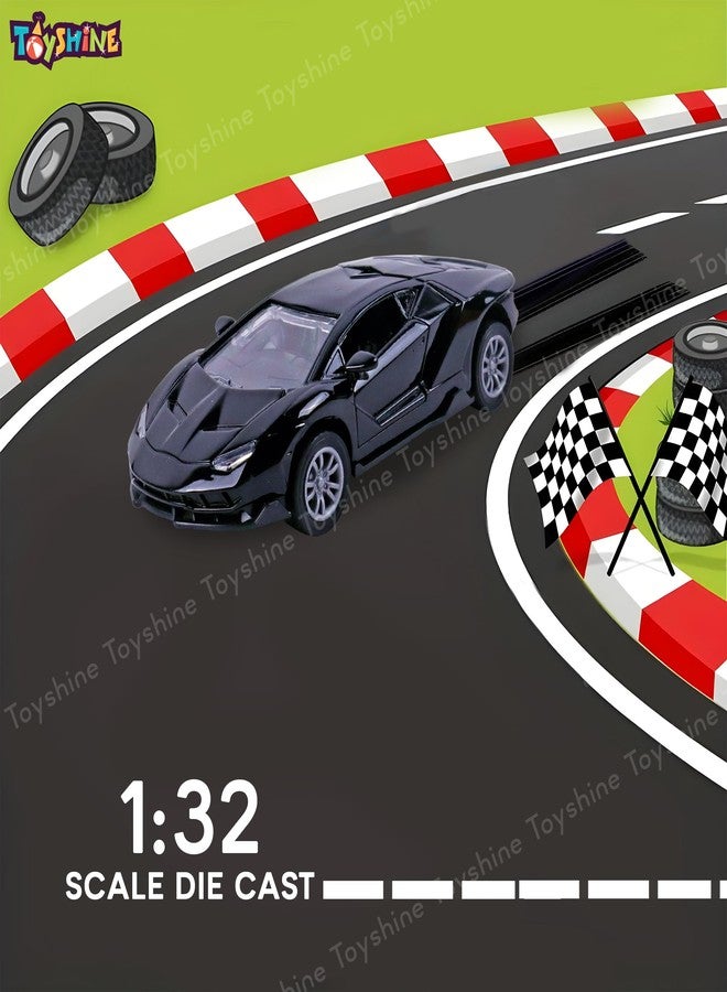 Toyshine 1:32 Scale Die Cast Sports Model Vehicle Toy Car with Pull Back Function Along with Opening Door Feature for Kids Boy Girl 3+, Black - Image 5